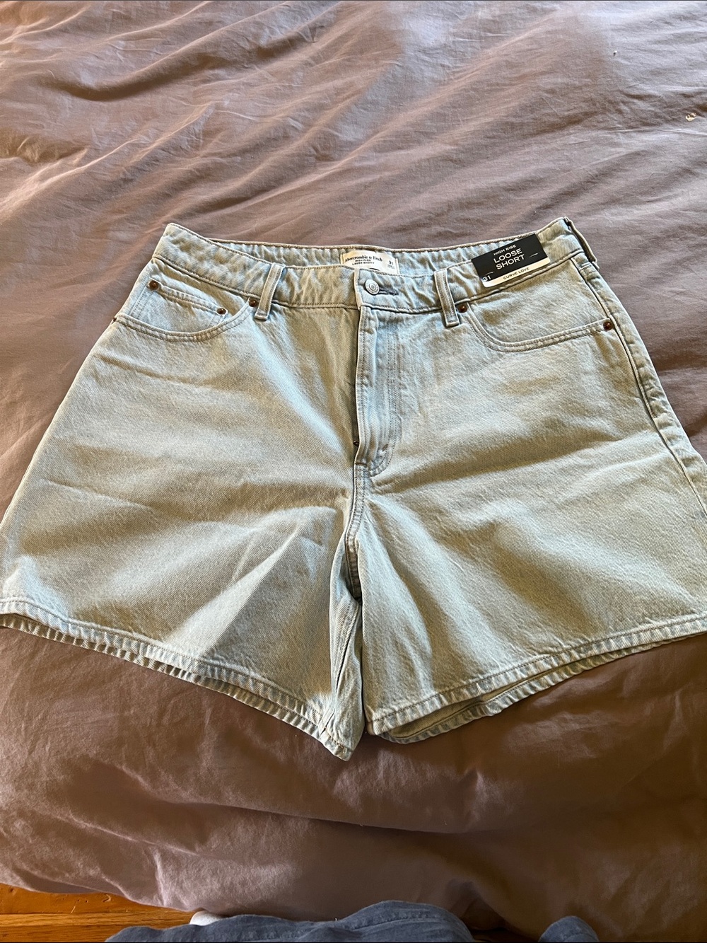 Abercrombie & Fitch Light Blue High-Rise Denim Shorts - Women